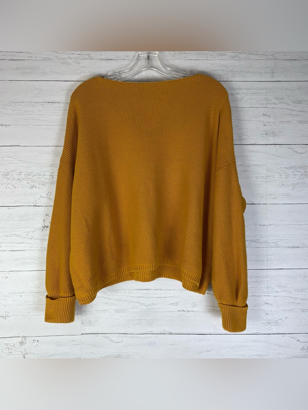 French Connection Waffle Knit Sweater Mustard Yellow Size small Oversized - Picture 1 of 5